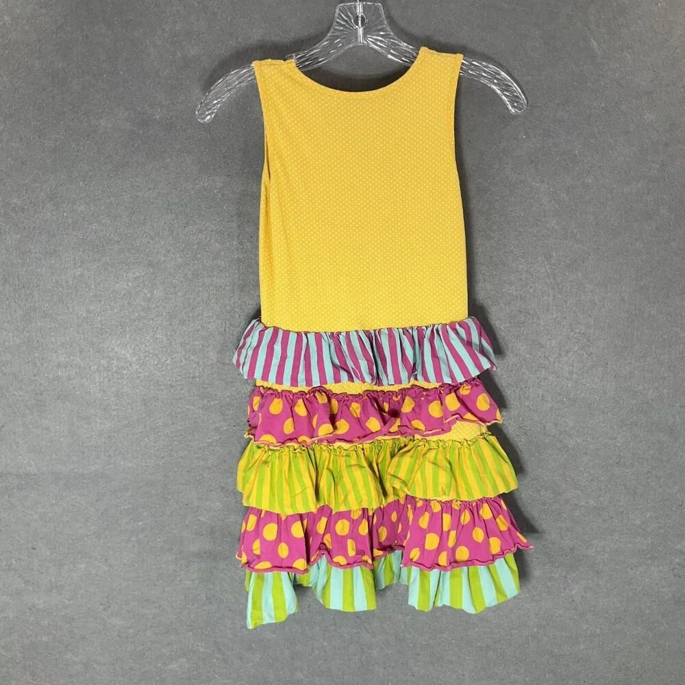 Mustard Pie Dress Girls 8 Lace Ruffle Sleeveless Tiered Button Country Twirl‎